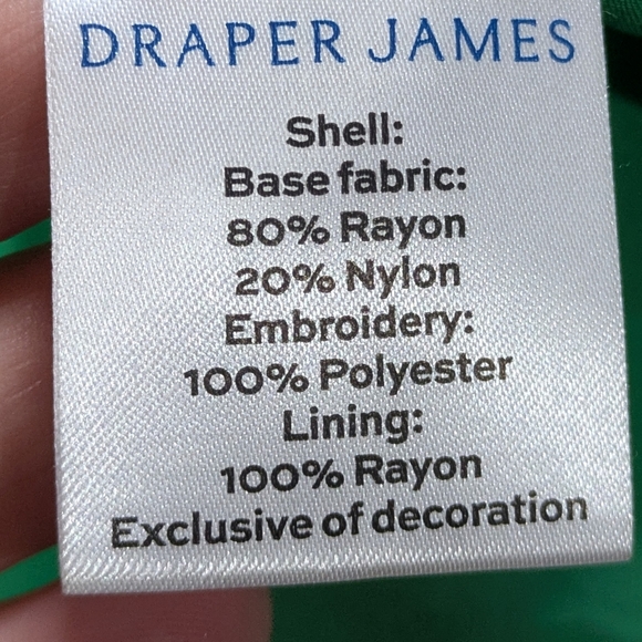 Draper James Green Pink Floral Embroidered Square Neck Short Sleeve Top S - Picture 7 of 8